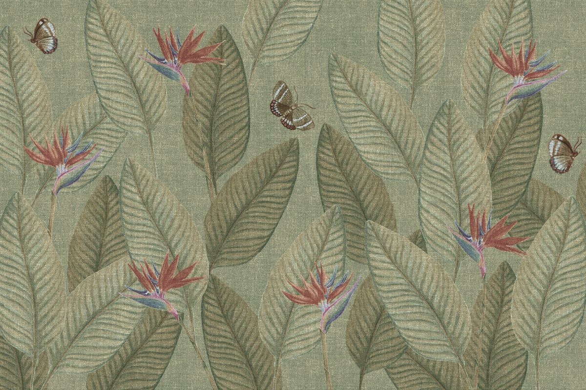 Jungle Life Faded Wall Mural in your room — zoomed
