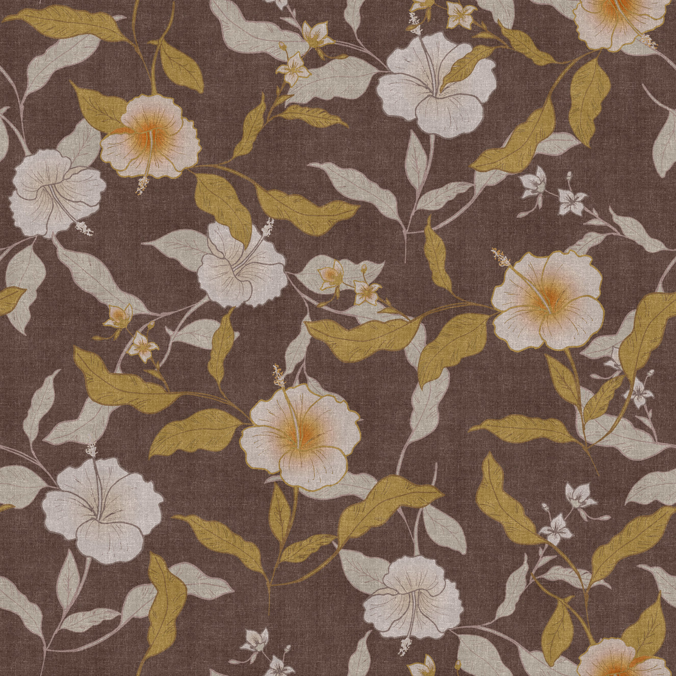 Faded Tropical Floral Antique Wallpaper⁠
