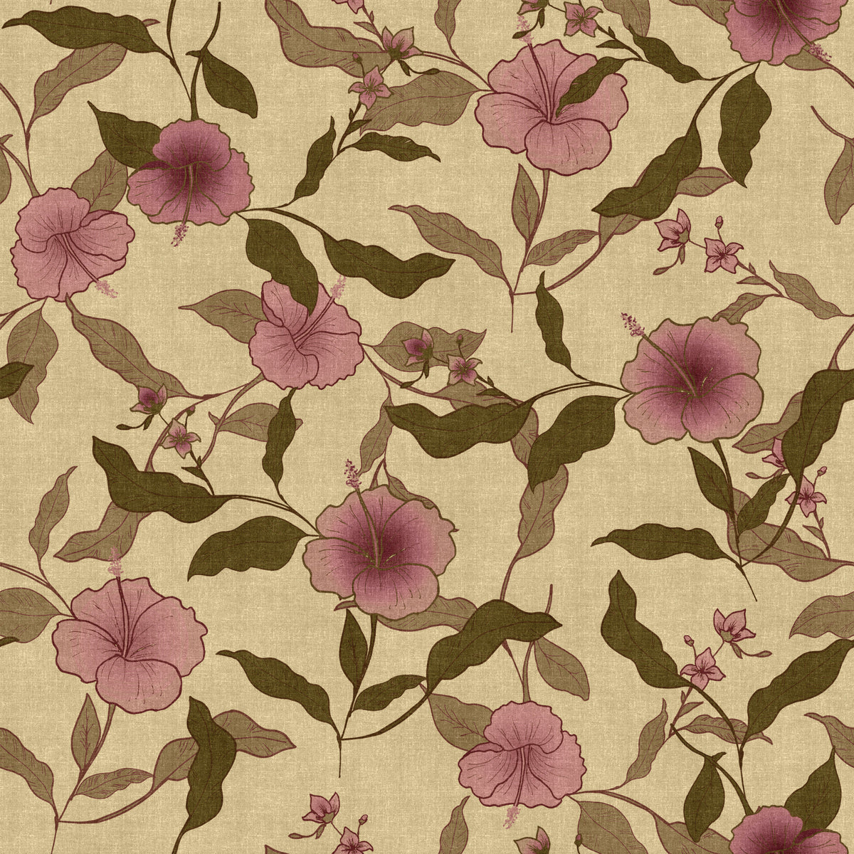 Faded Tropical Floral Heritage Wallpaper⁠