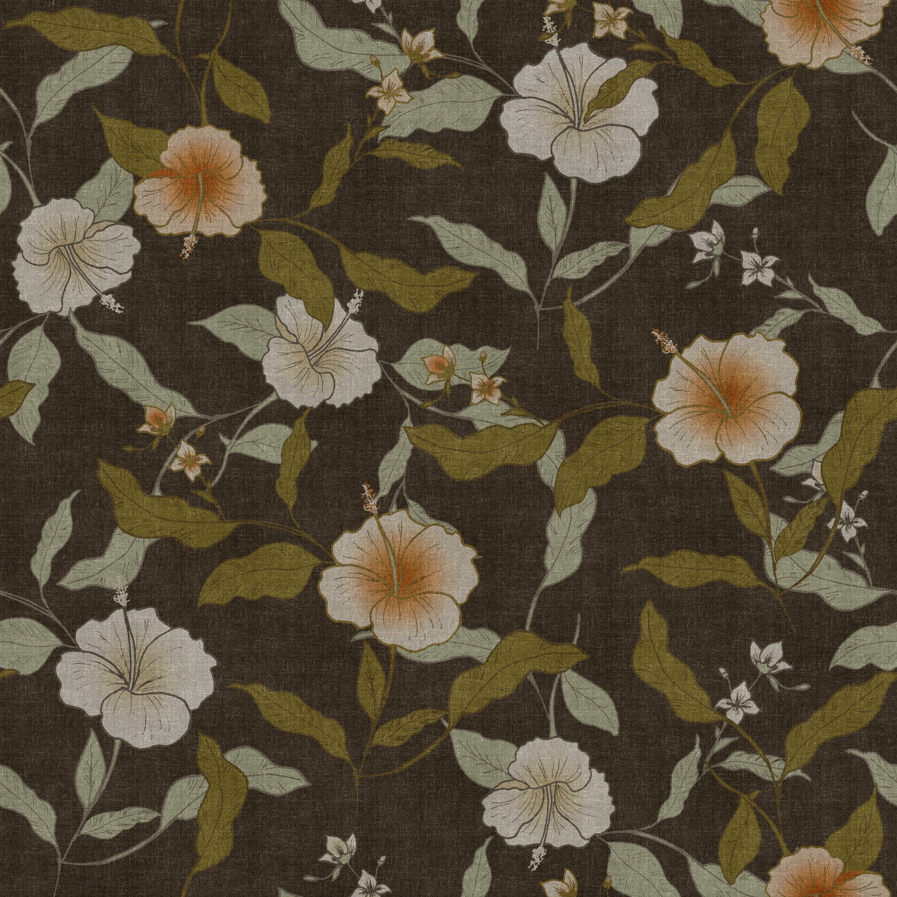 Faded Tropical Floral Old Fashioned Wallpaper⁠