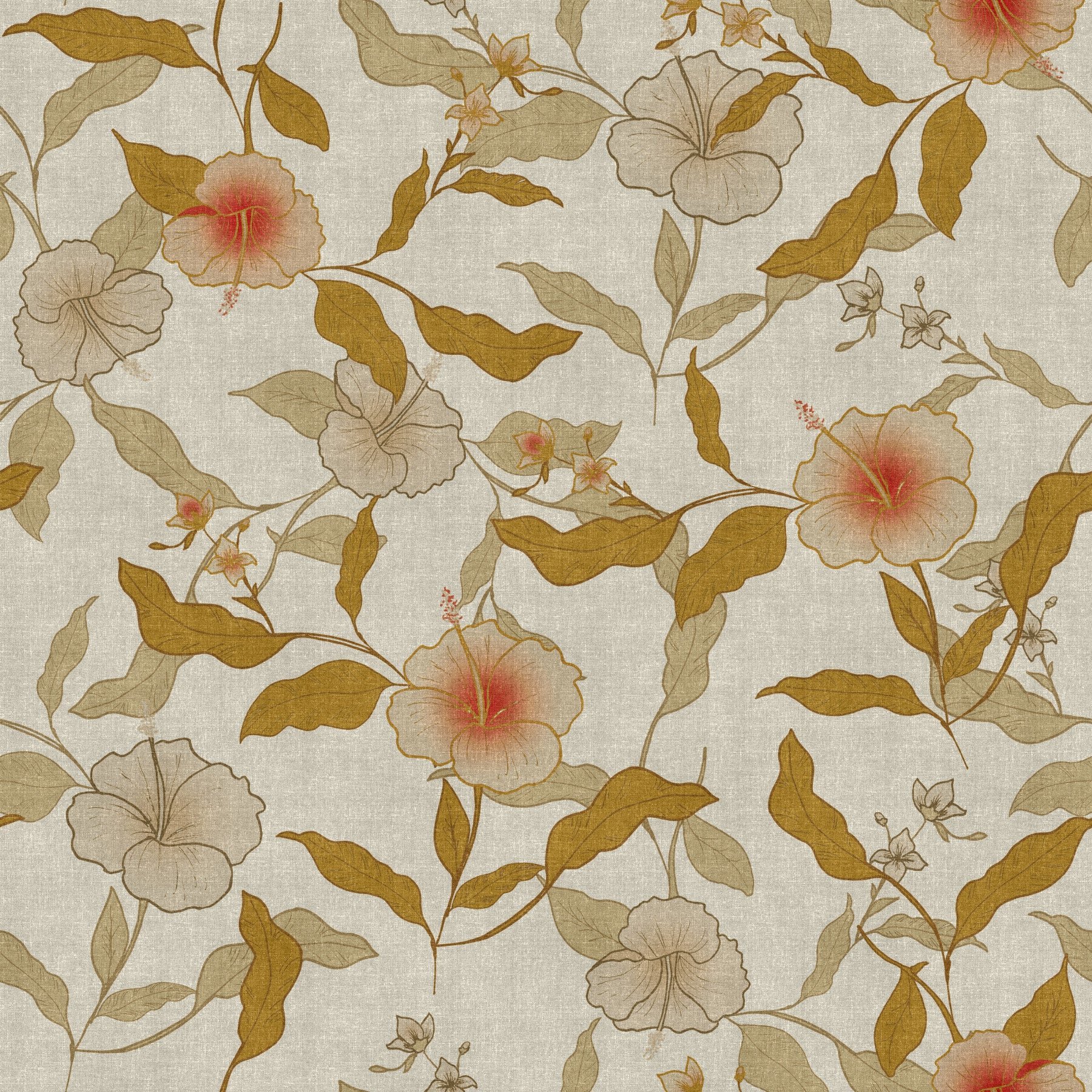 Elegant bloom and leaf Faded Tropical Floral repeating decor.