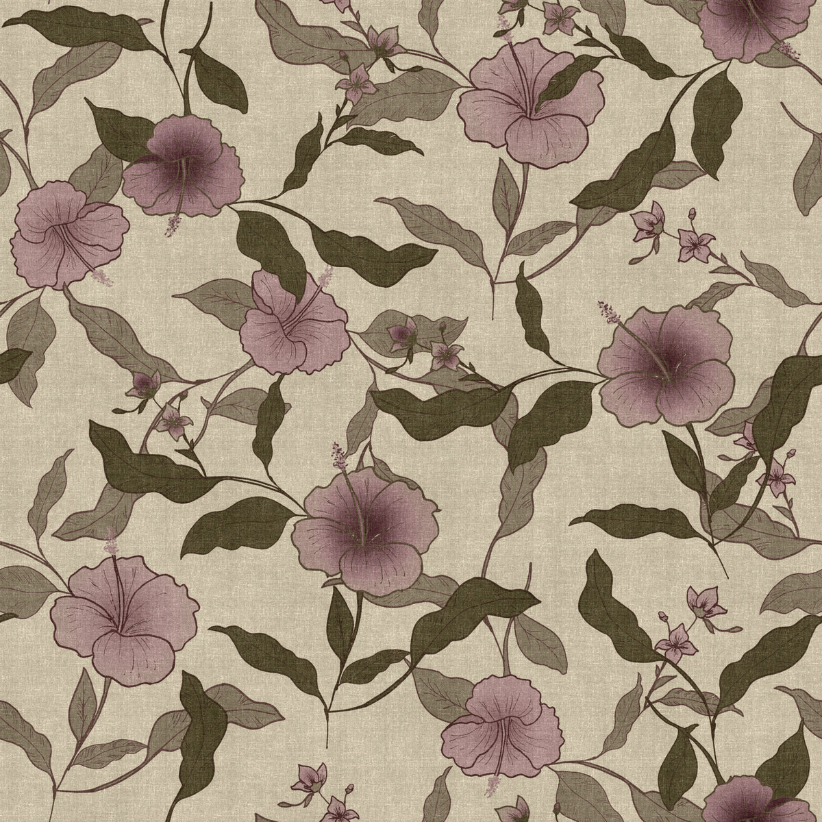 Faded Tropical Floral Vintage Wallpaper⁠ in your room — zoomed