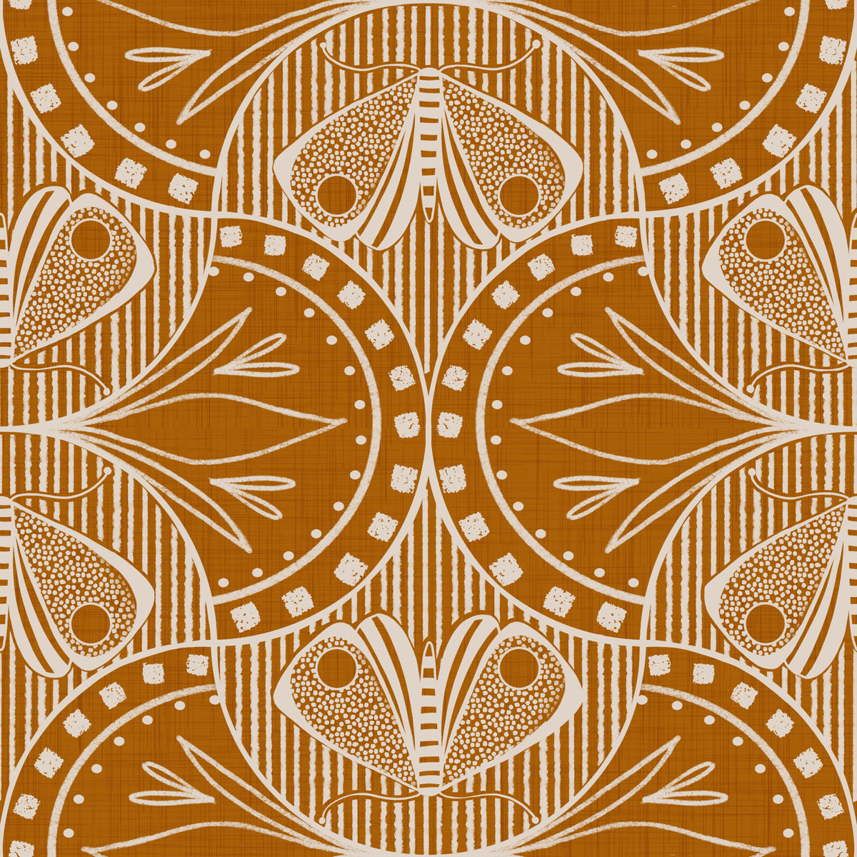 Art Nouveau Butterfly Floral in Burnt Orange in your room — zoomed