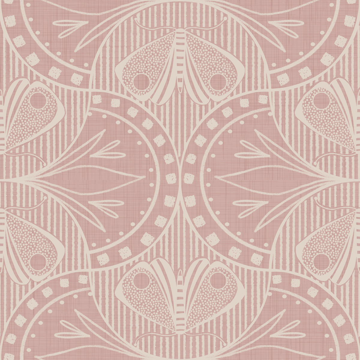 Art Nouveau Butterfly Floral in Dusty Pink Wallpaper⁠ in your room — zoomed