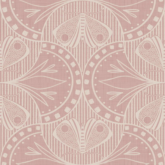 Art Nouveau Butterfly Floral in Dusty Pink Wallpaper⁠