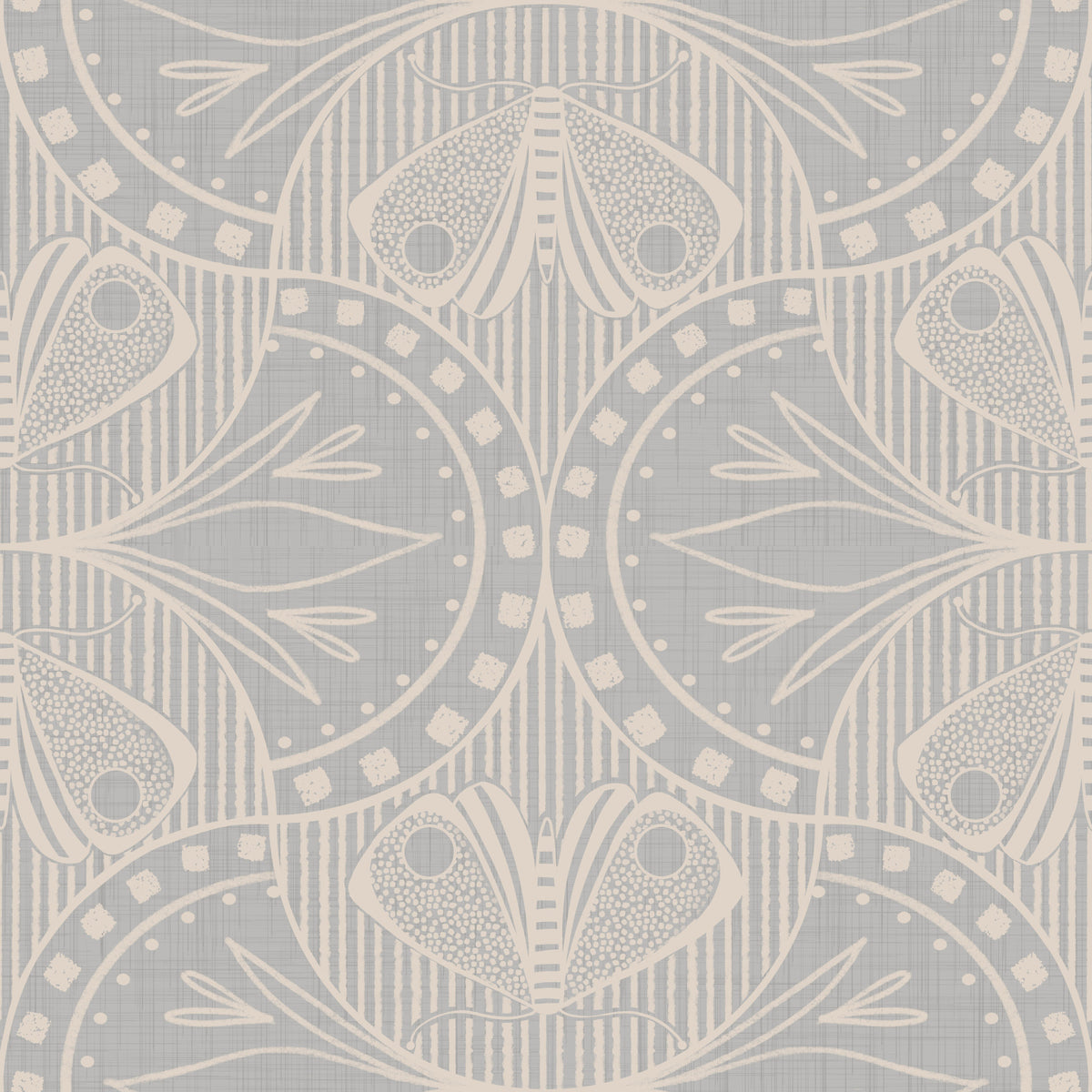 Art Nouveau Butterfly Floral in Light Grey Wallpaper⁠ in your room