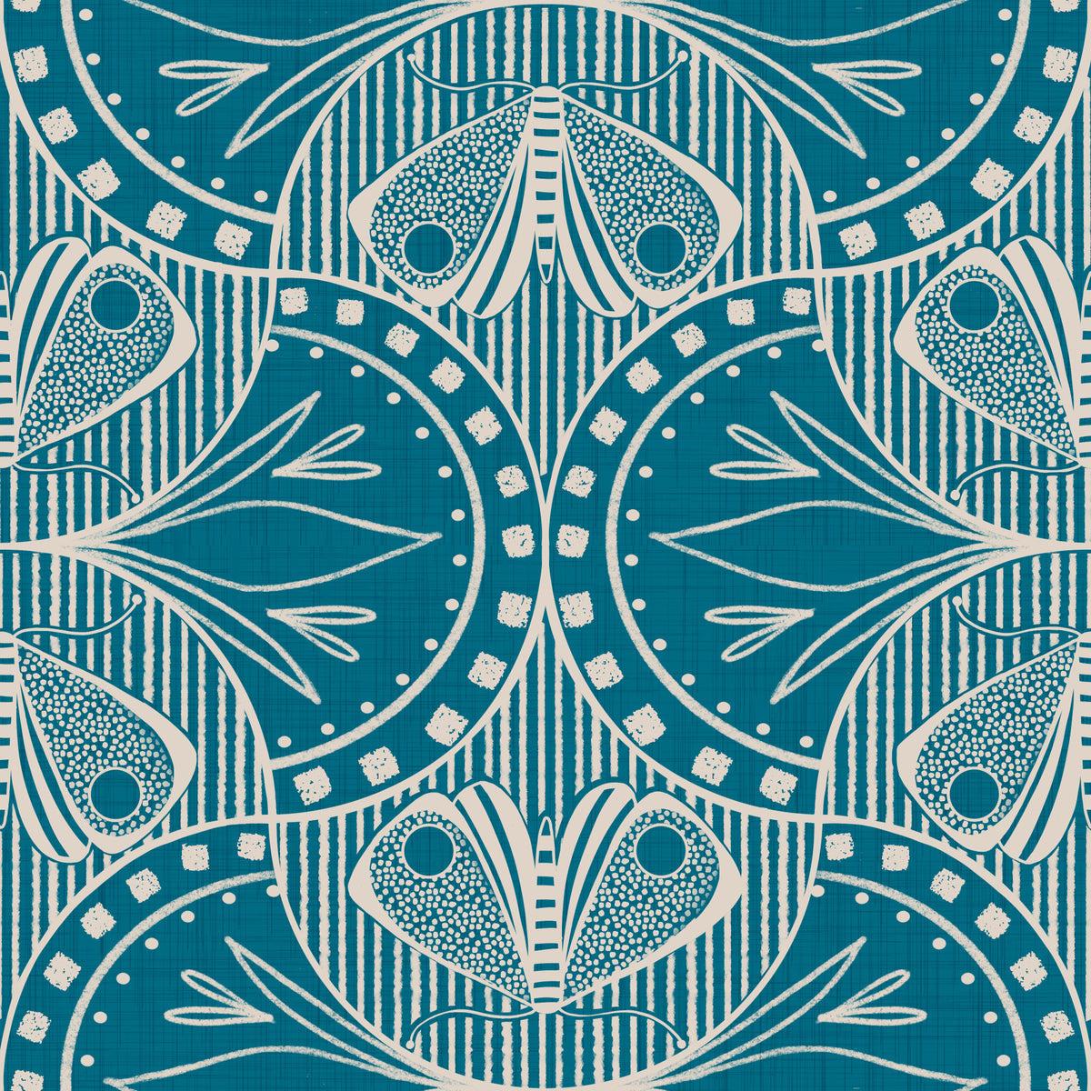 Art Nouveau Butterfly Floral Teal Blue  Wallpaper⁠ in your room — zoomed