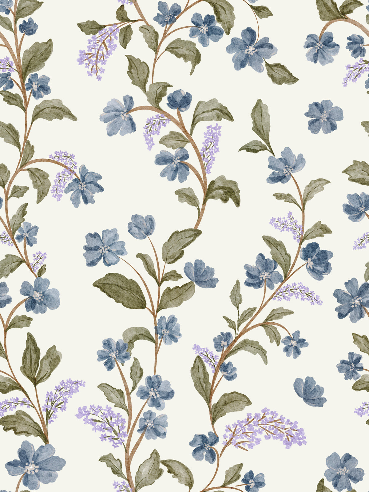 Blue Floral Vines Wallpaper⁠ in your room
