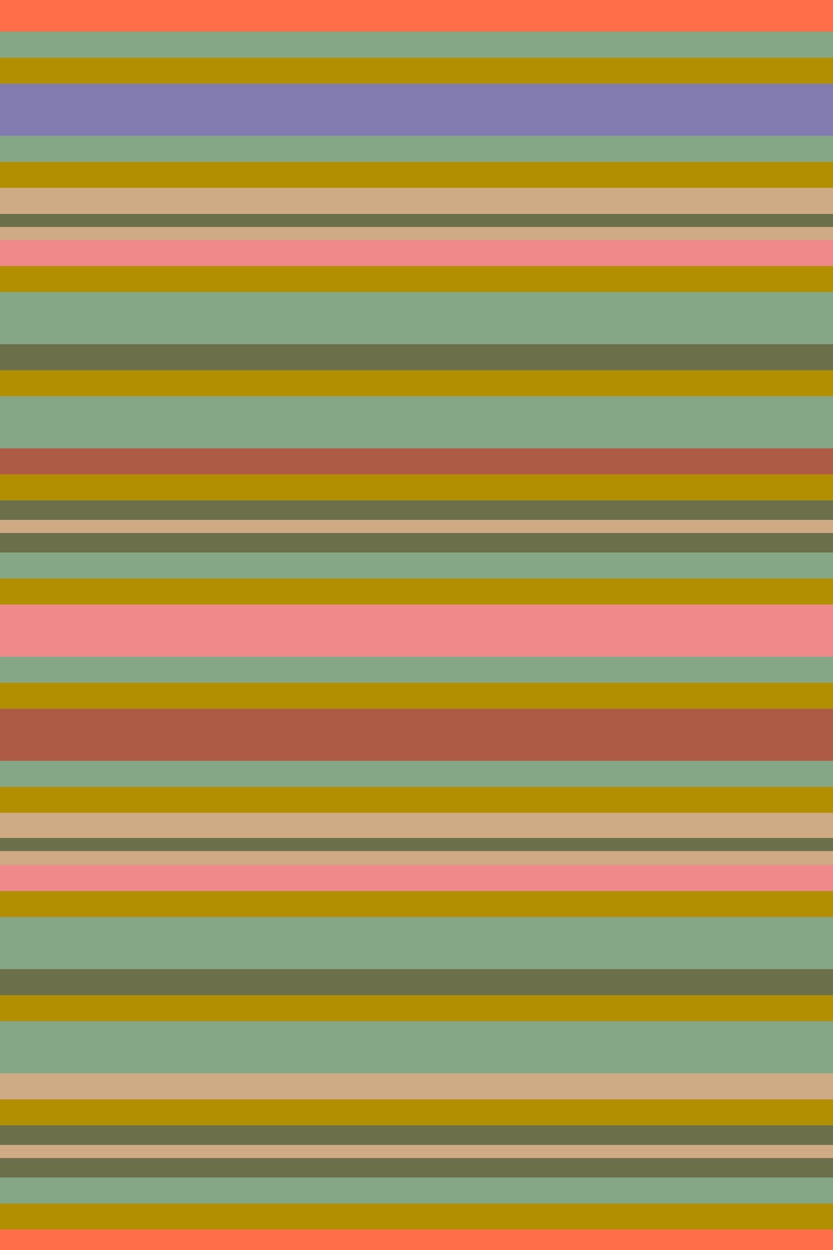 Playtime Stripes Horizontal Classic Striped Retro Vintage 1950s Mint Green Brown Pink Wallpaper⁠ in your room