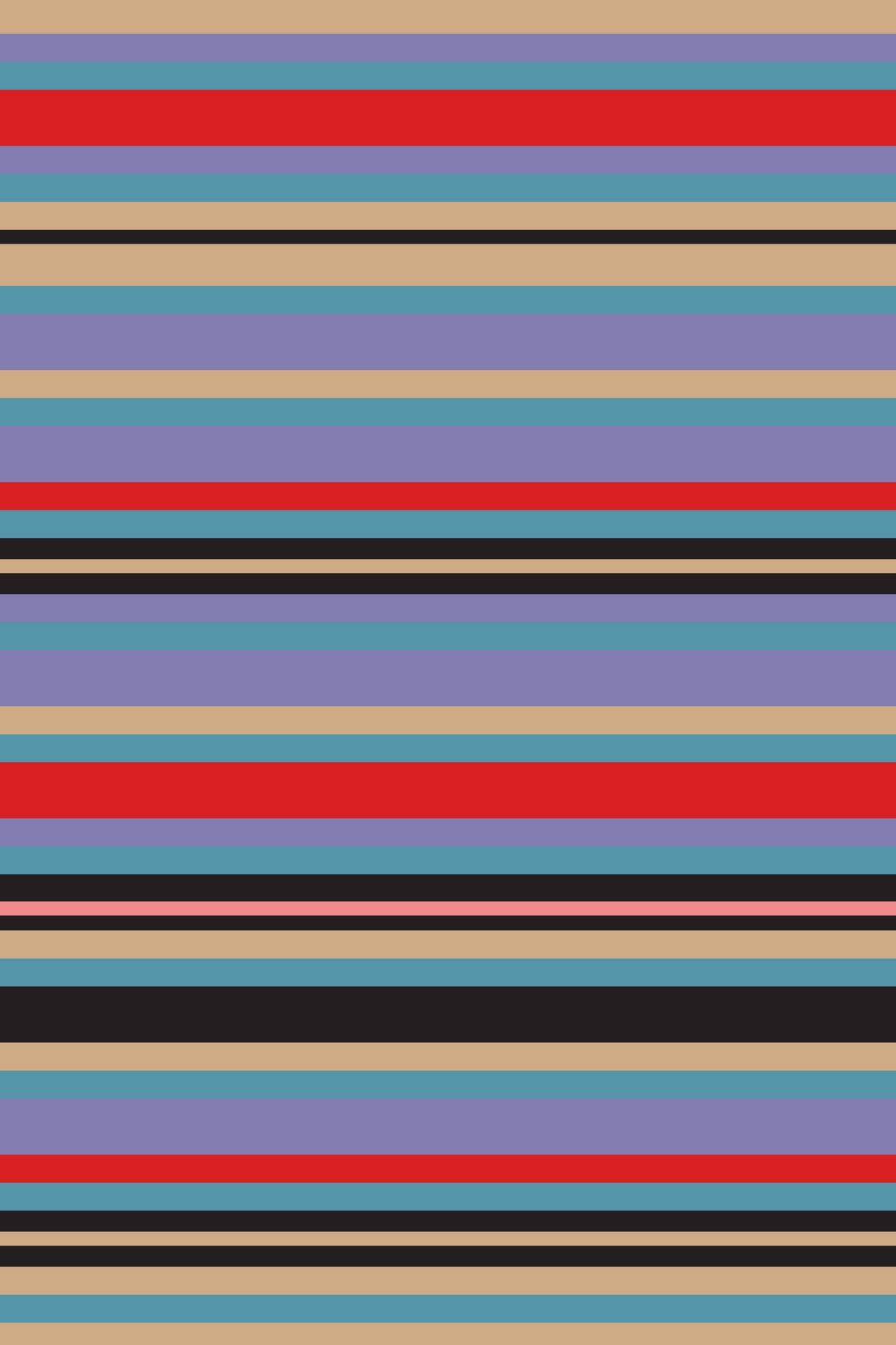 Playtime Stripes Horizontal Classic Striped Retro Vintage 1950s Lavender Purple Blue Red Black Wallpaper⁠ in your room — zoomed