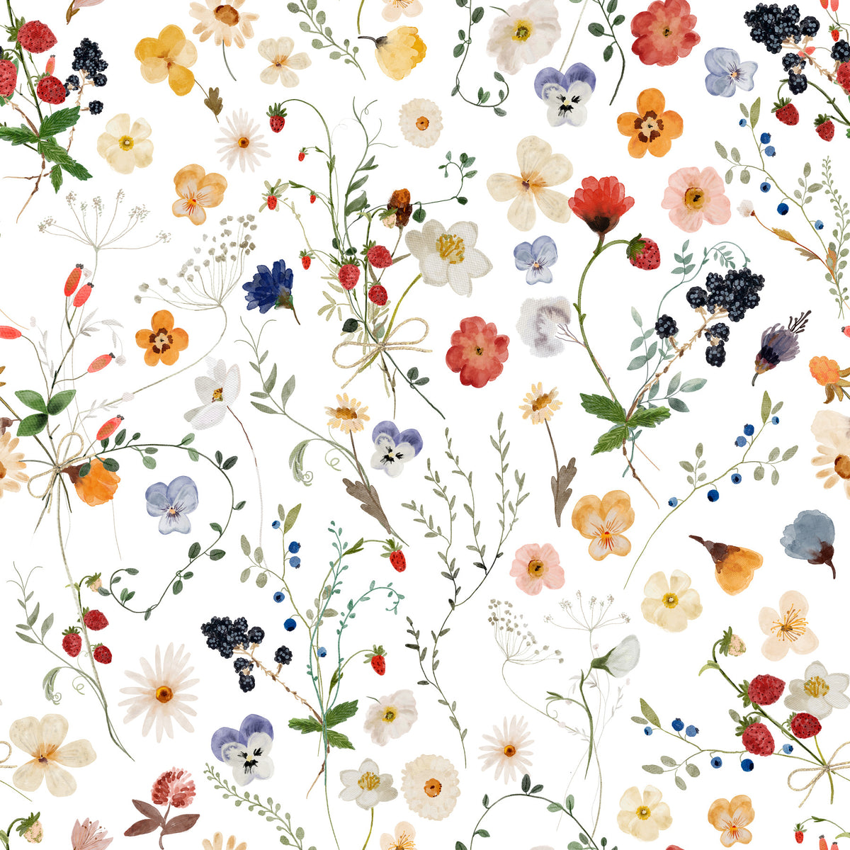 Wildflower Whimsy Meadow Wallpaper⁠ in your room — zoomed