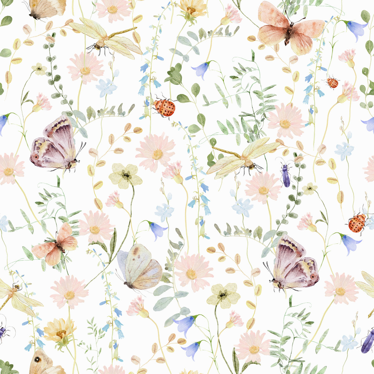 Watercolor Meadow Dreams Wallpaper⁠ in your room — zoomed