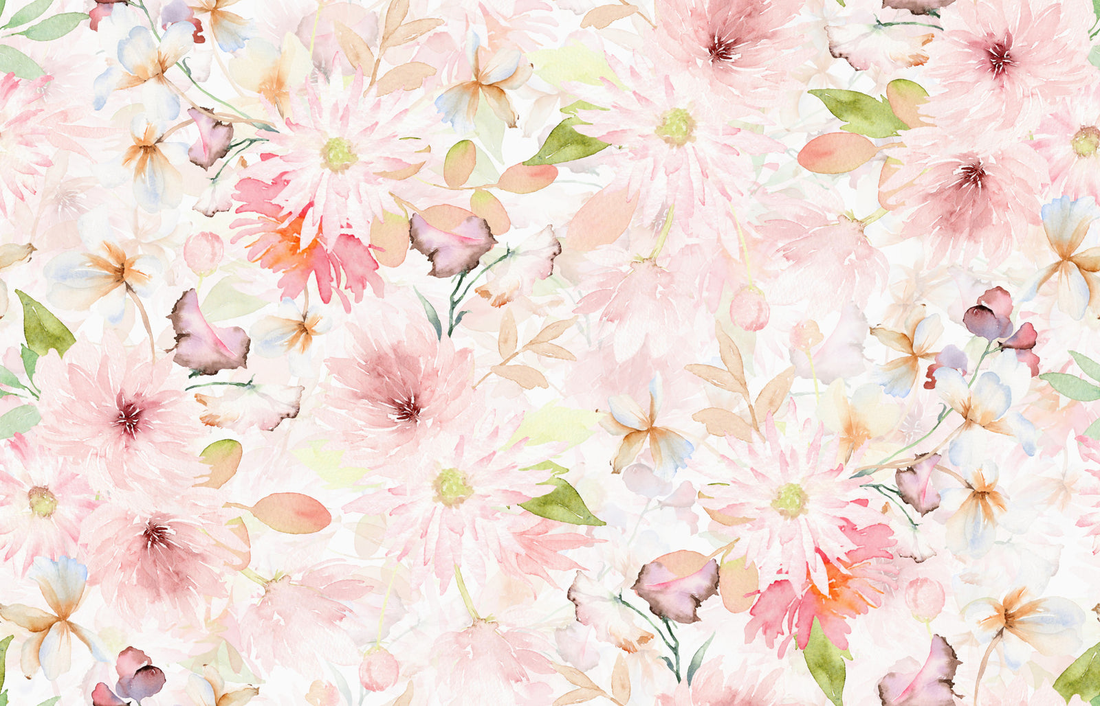 Blush Watercolor Blooms Wallpaper⁠ in your room