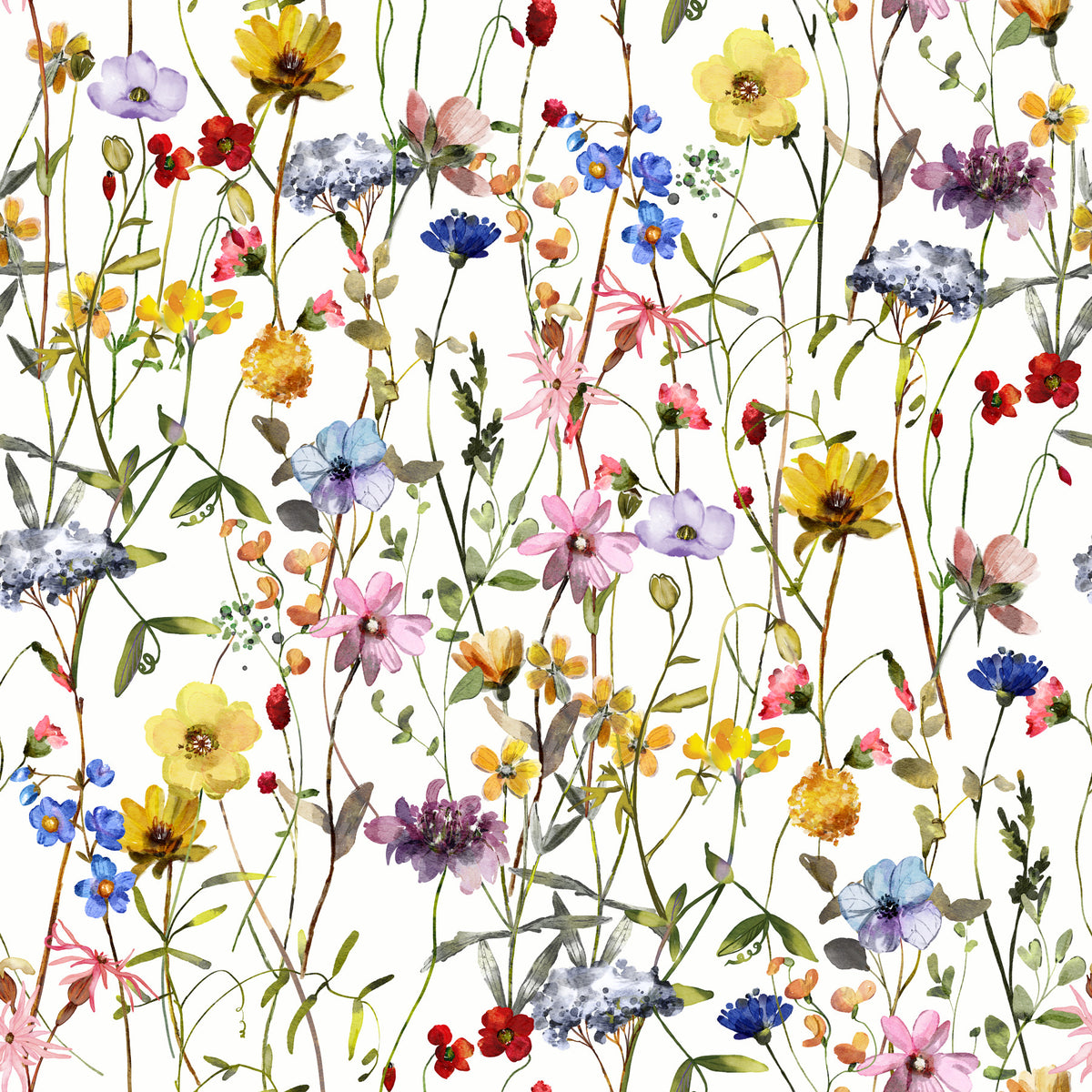 Watercolor Wildflower Whimsy Meadow Wallpaper⁠ in your room