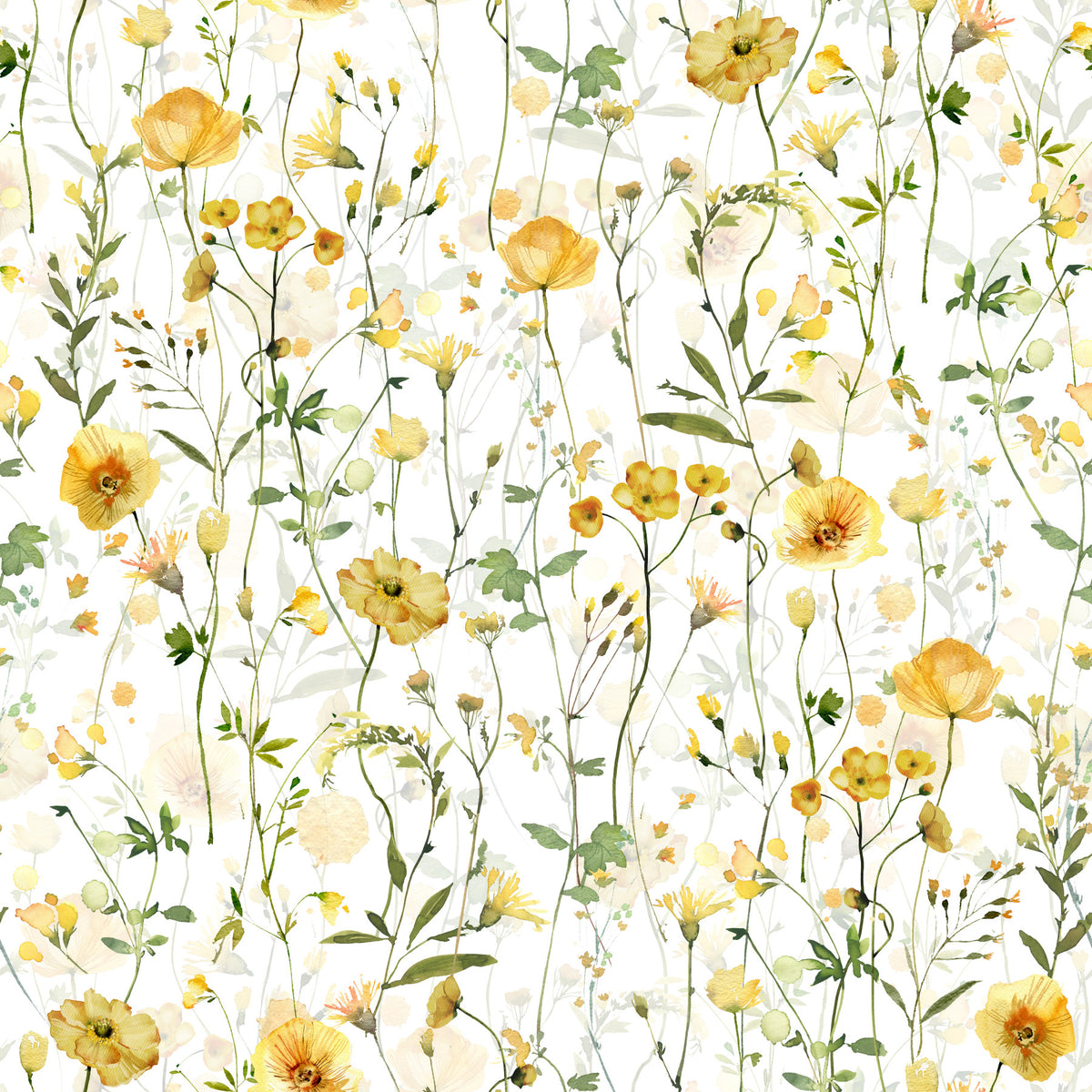Golden Meadow Blooms Wallpaper⁠ in your room — zoomed