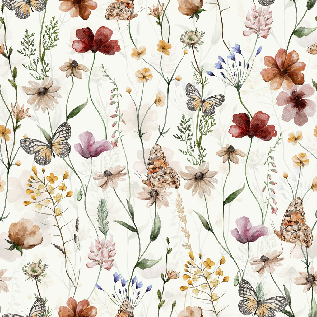 Butterfly Wild Meadow Wallpaper⁠ in your room — zoomed