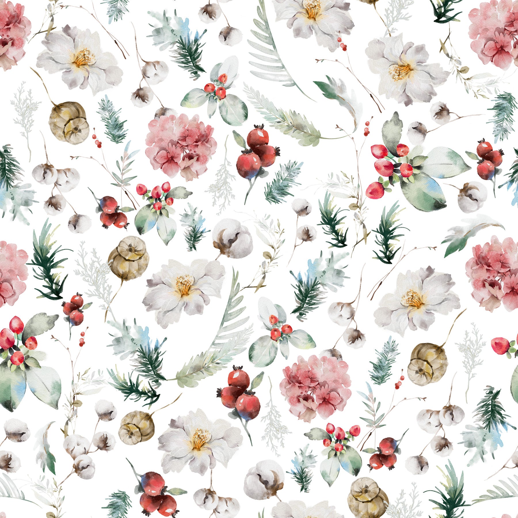 Winter Bloom Watercolor Wallpaper⁠