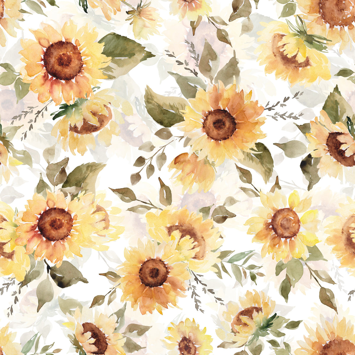 Sunny Watercolor Sunflowers Wallpaper⁠ in your room