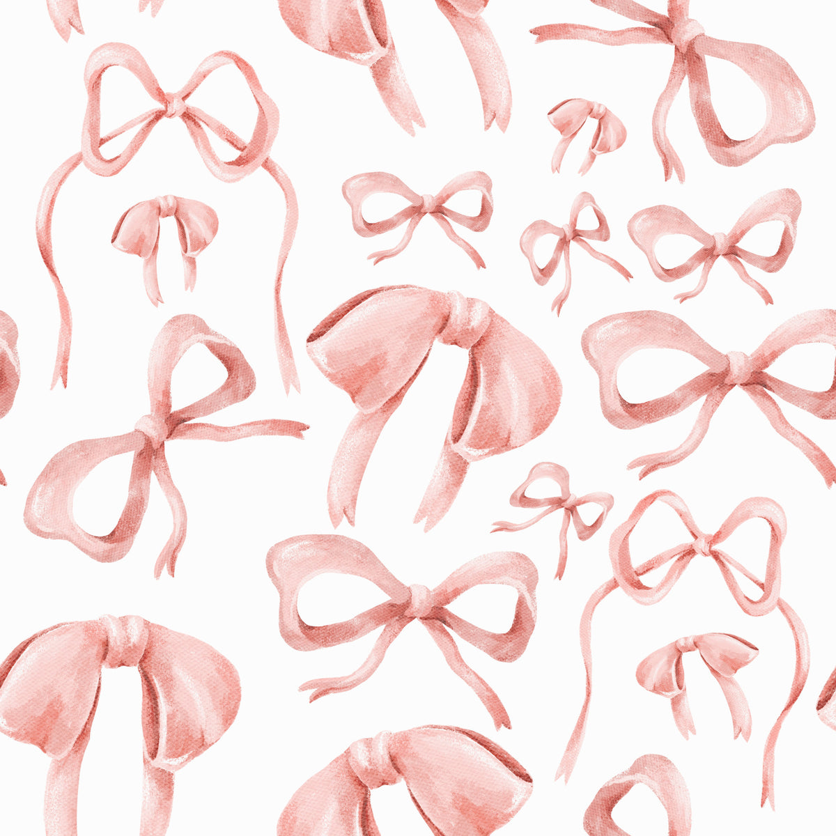 Preppy Pink Watercolor Bows Wallpaper⁠ in your room — zoomed