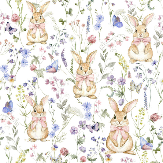 Floral Bunny Bliss Wallpaper⁠