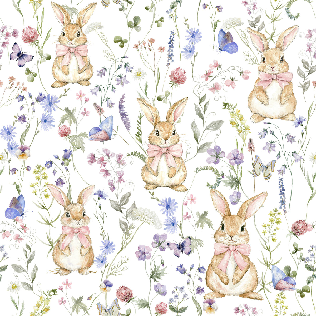 Floral Bunny Bliss Wallpaper⁠ in your room