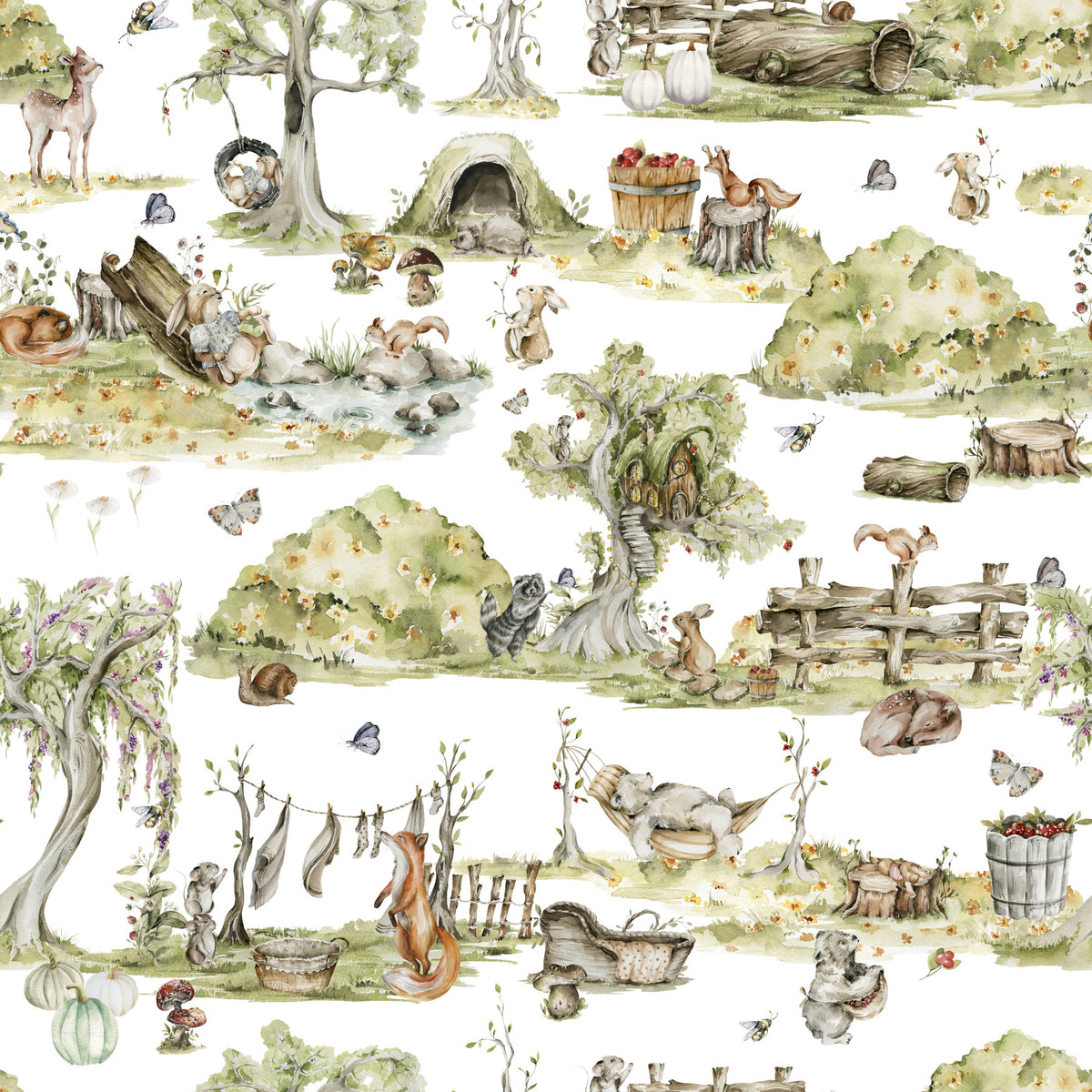 Whimsical Woodland Friends Wallpaper⁠