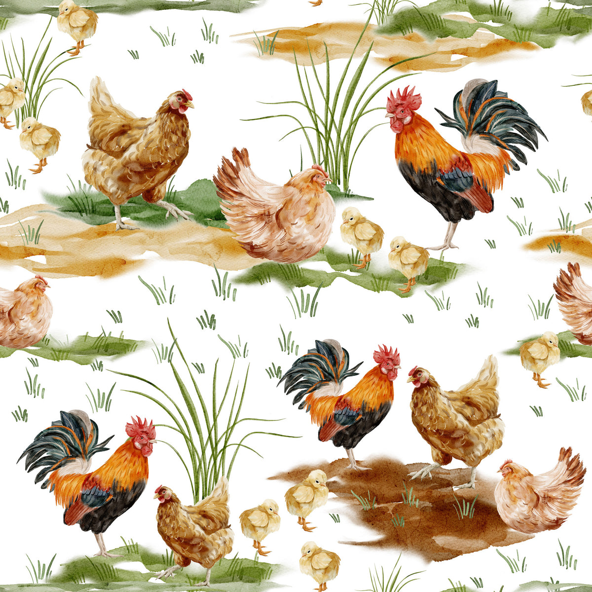 Watercolor Chicken Coop Wallpaper⁠ in your room