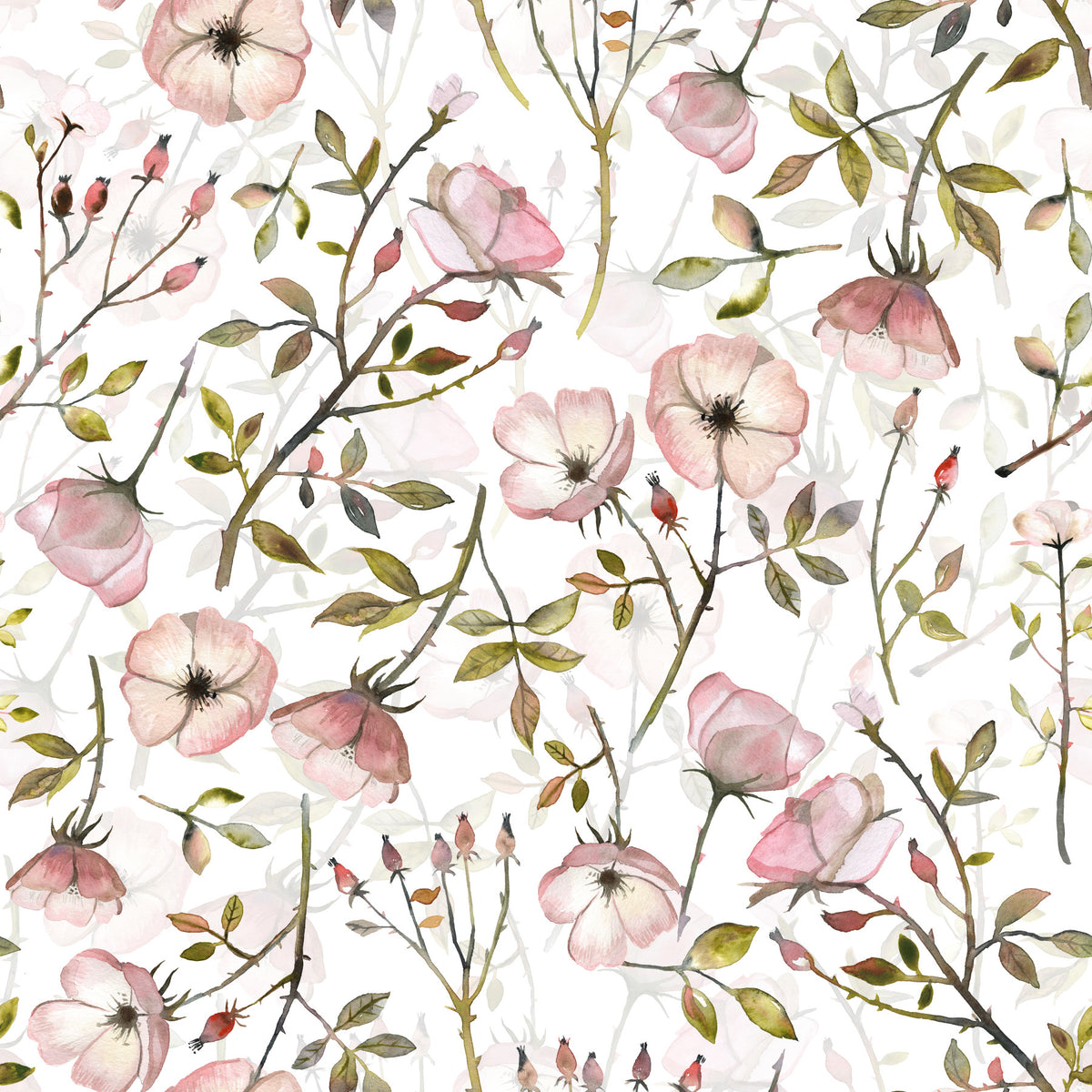 Watercolor Rose Garden Wallpaper⁠ in your room