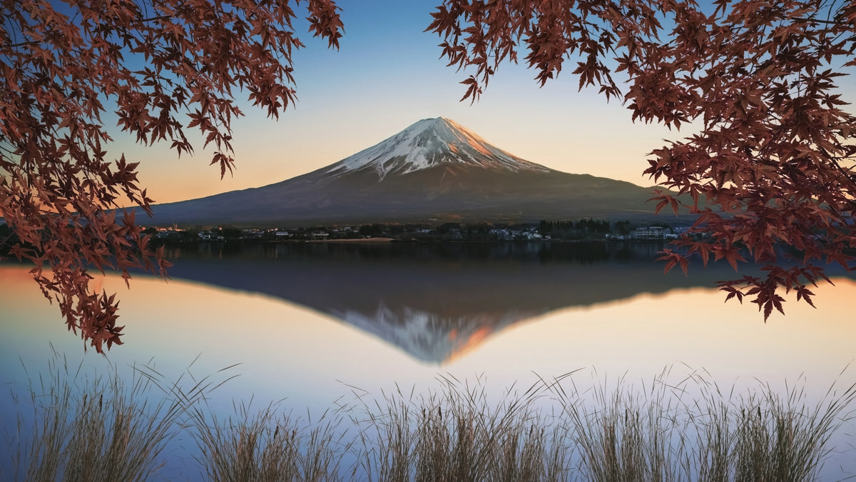 Fuji at Dawn: Autumn View Wall Mural in your room