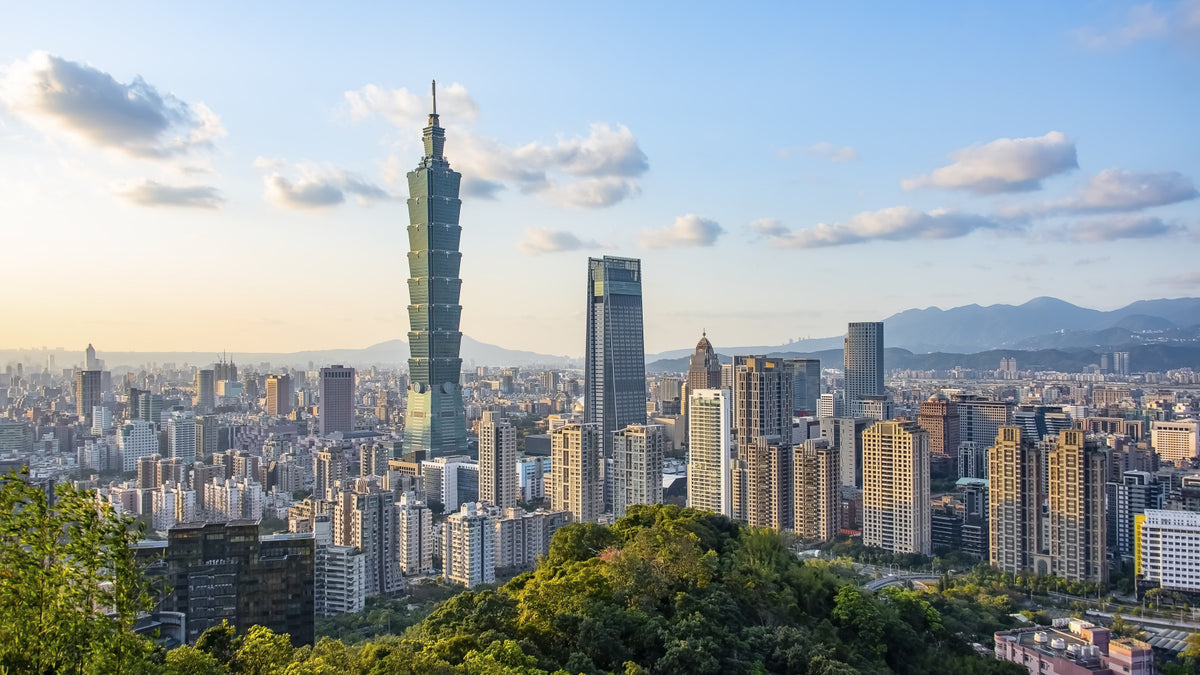 Taipei Skyline Serenity Wall Mural in your room — zoomed