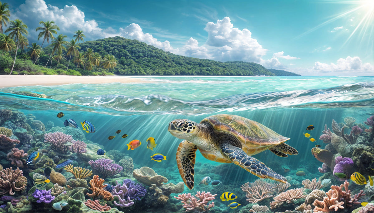 Sea Turtle's Paradise Wall Mural in your room — zoomed