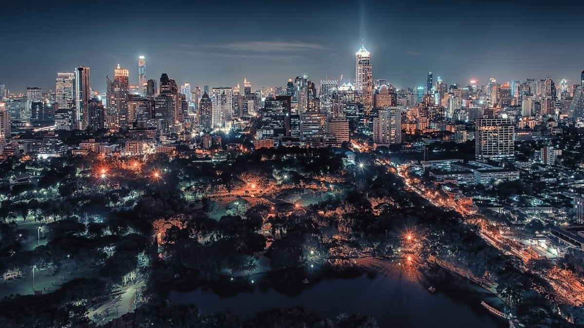 Bangkok Nightscape Wall Mural in your room — zoomed