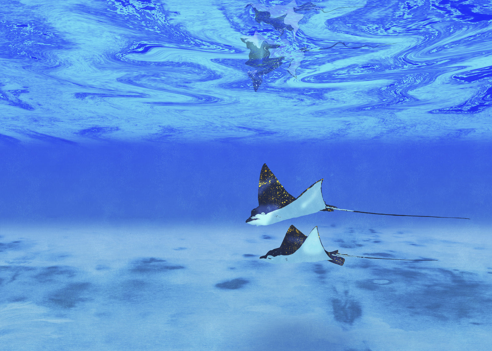 Ethereal Manta Rays Wall Mural