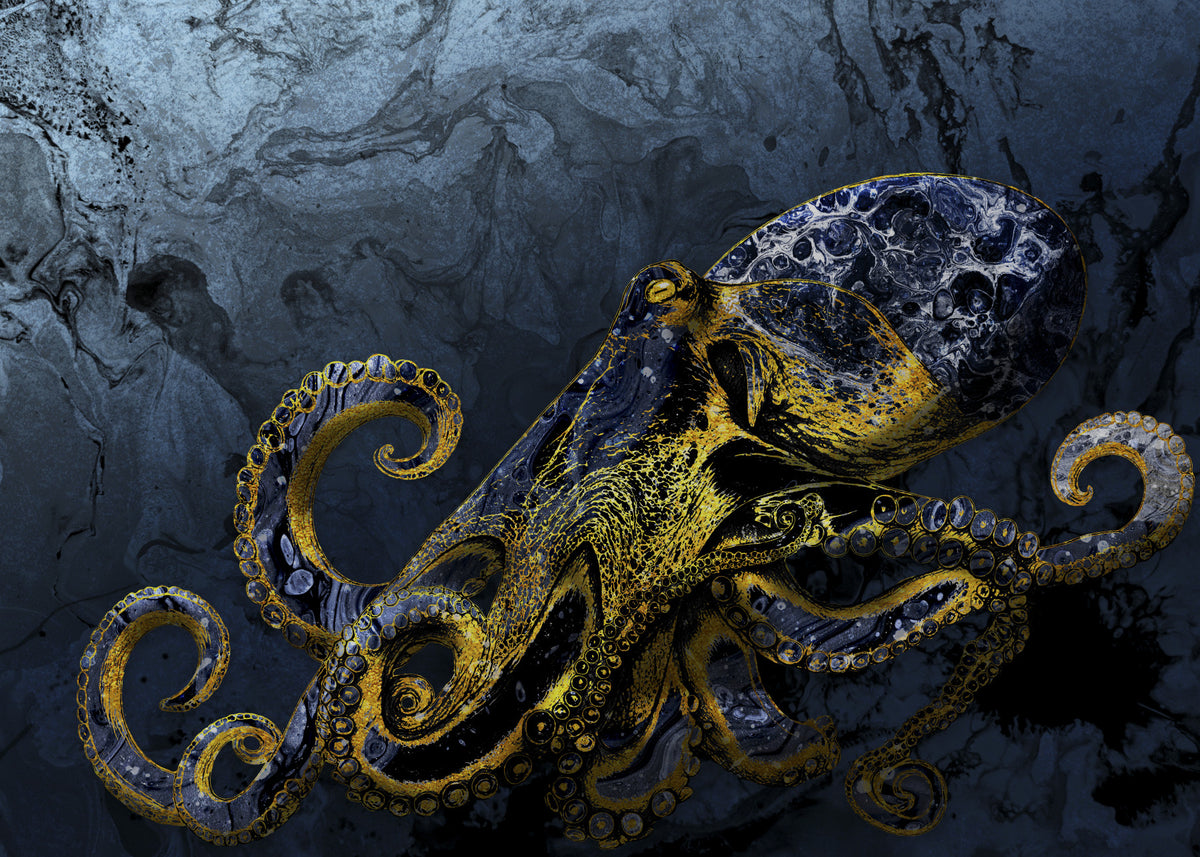Octopus Majesty Wall Mural in your room — zoomed