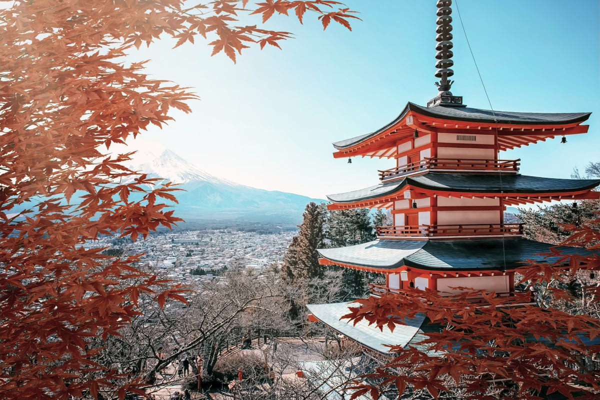 Fuji's Autumn Hues Wall Mural in your room