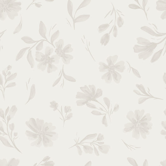 Neutral Flora in cloud dancer white Wallpaper⁠