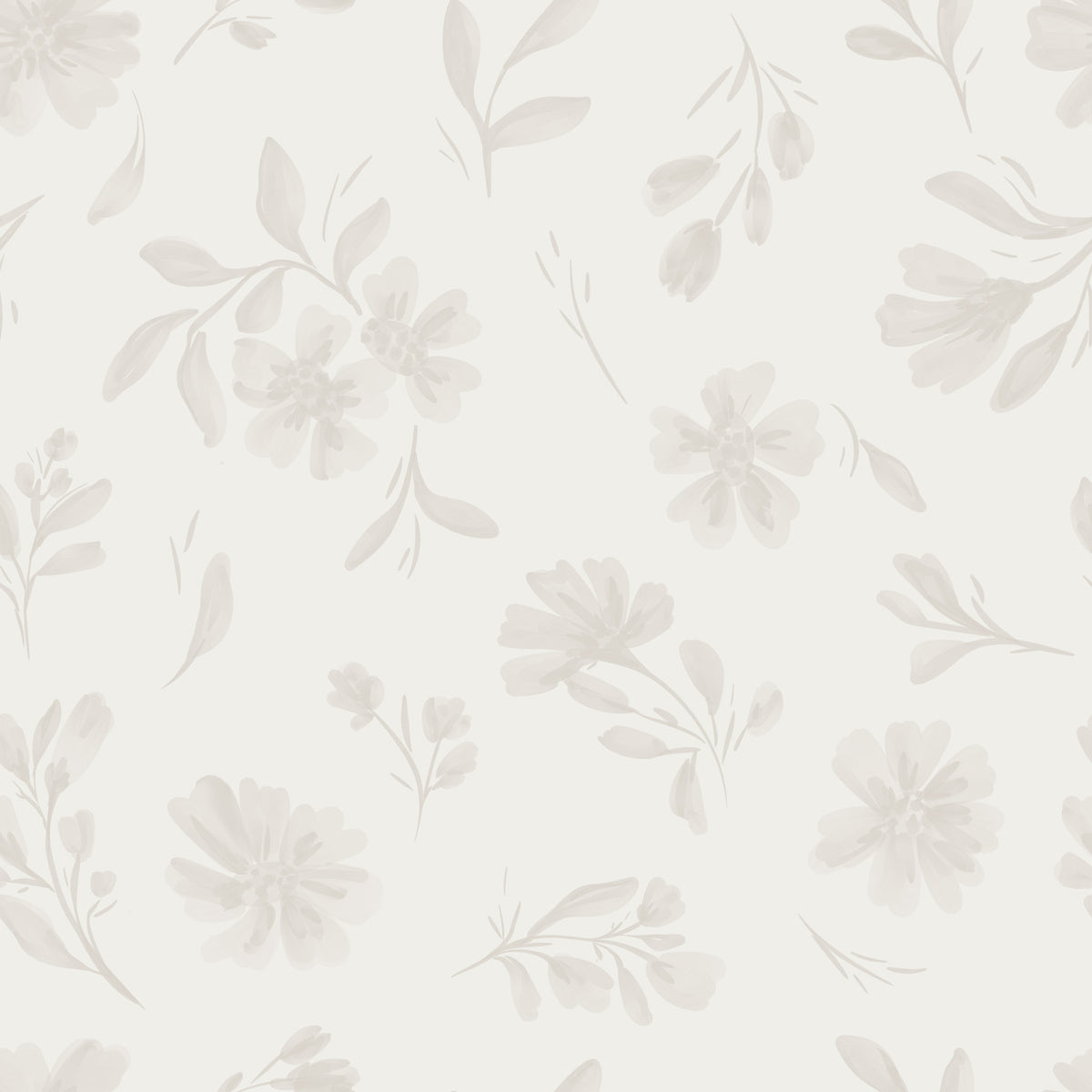Neutral Flora in cloud dancer white Wallpaper⁠ in your room