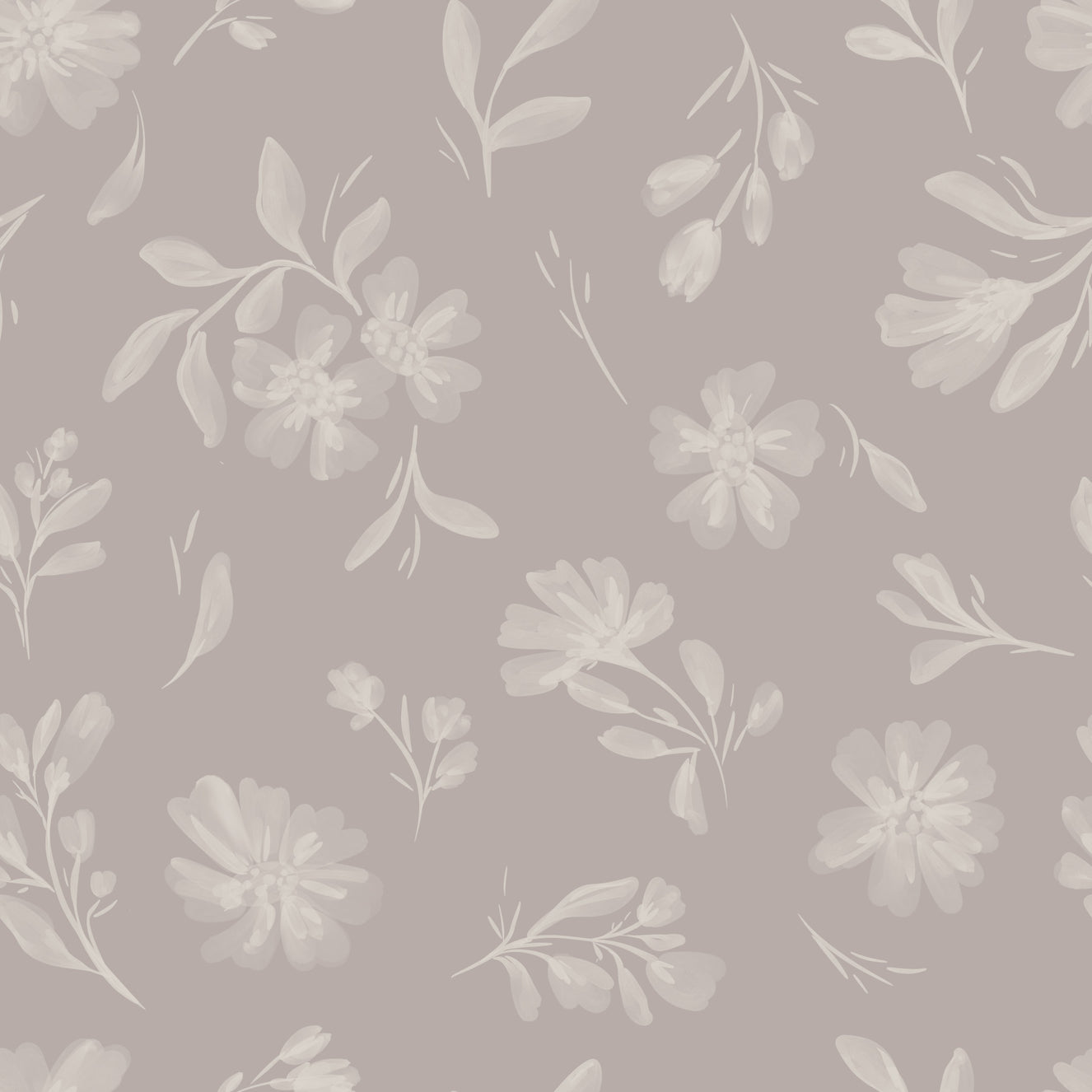 Soft Taupe Florals Wallpaper⁠