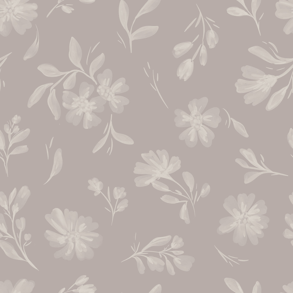 Soft Taupe Florals Wallpaper⁠ in your room