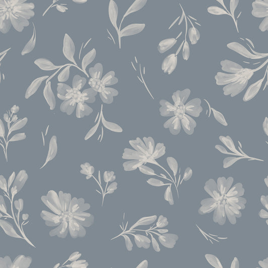 Serene Florals in muted grey Wallpaper⁠
