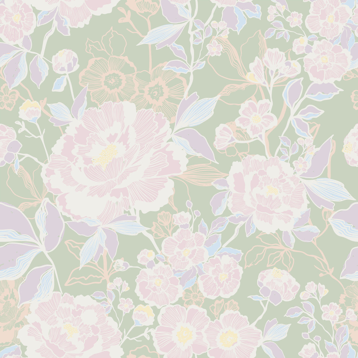 Soft Botanical Wallpaper⁠ in your room — zoomed