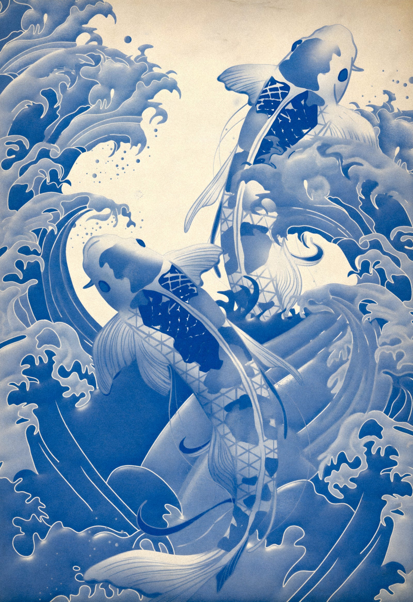 Deep Blue Koi Wall Mural in your room
