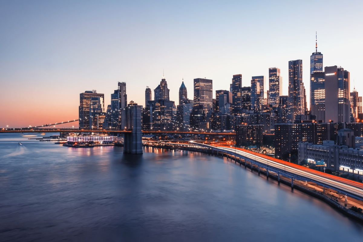 City Lights Dusk Wall Mural in your room