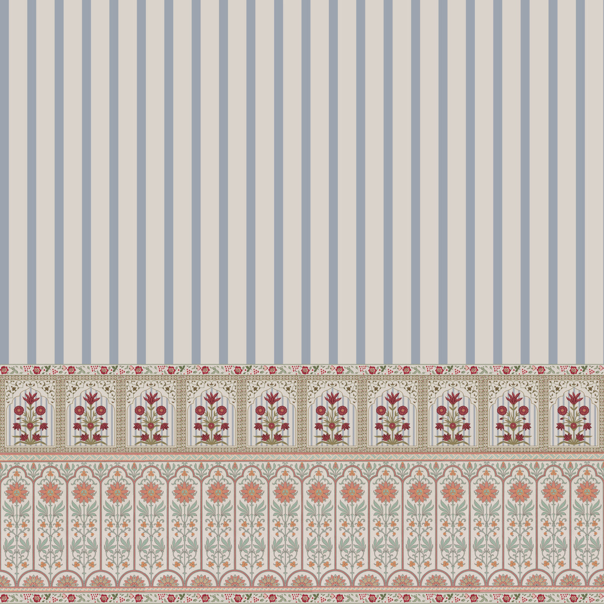 Regal Bloom Stripes Wall Mural in your room — zoomed