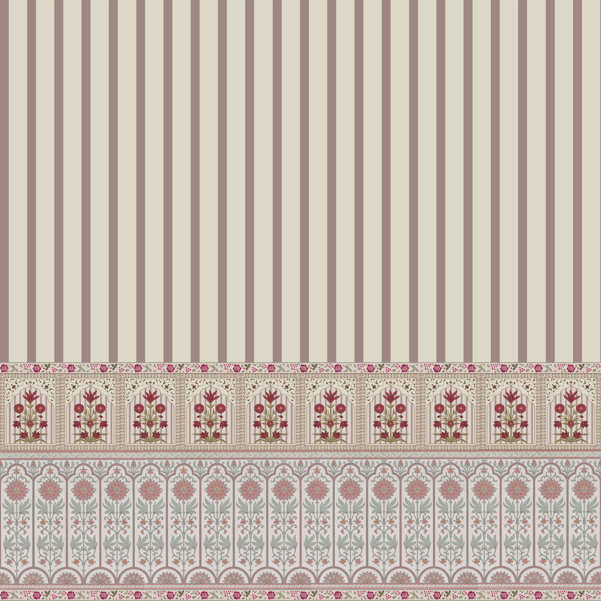 Royal Stripe Blooms Wall Mural in your room