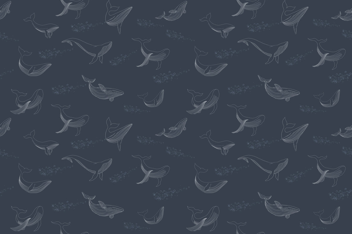Whale Song Serenade Wall Mural in your room — zoomed
