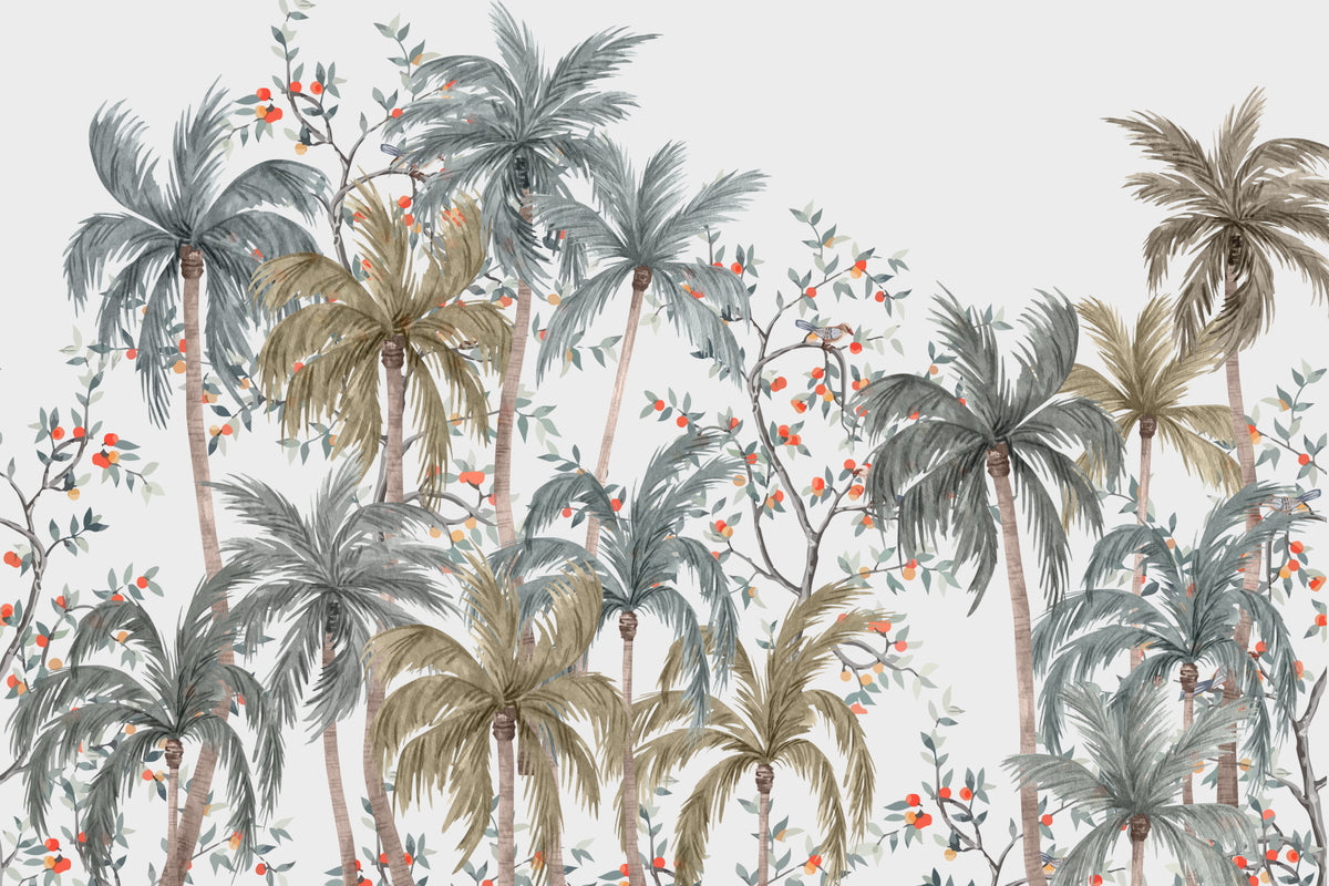 Watercolor Palms Wall Mural in your room — zoomed