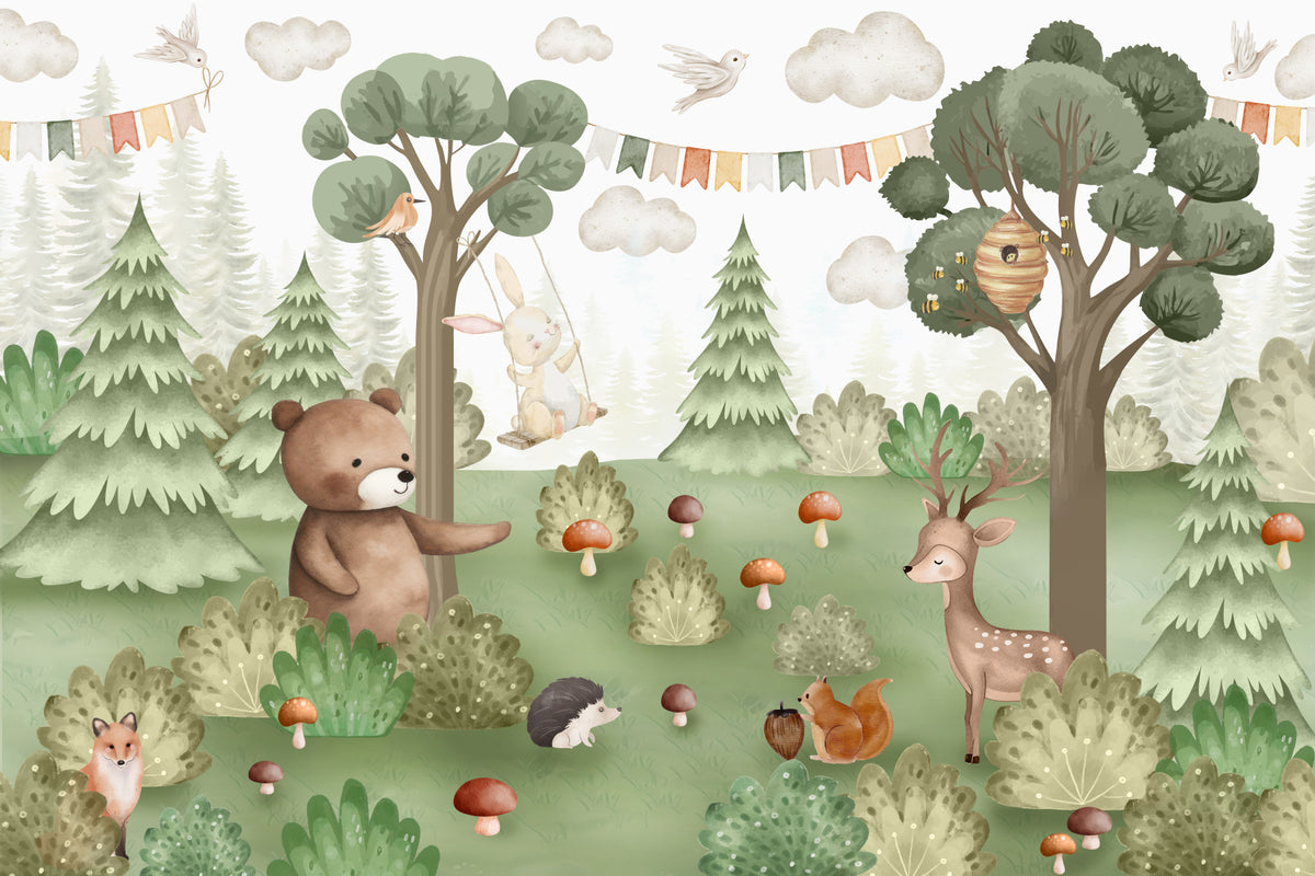 Forest Friends Mural Wall Mural in your room — zoomed