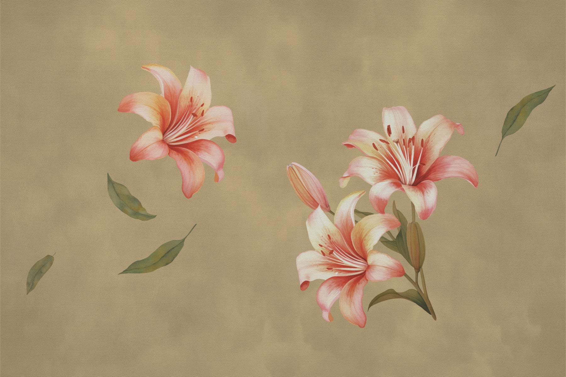 Lily Whisper Wall Mural in your room — zoomed