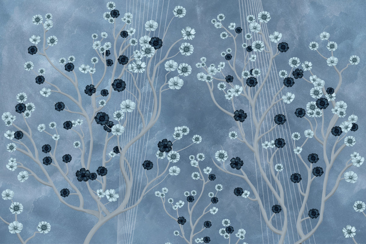 Indigo Flower Canopy Wall Mural in your room